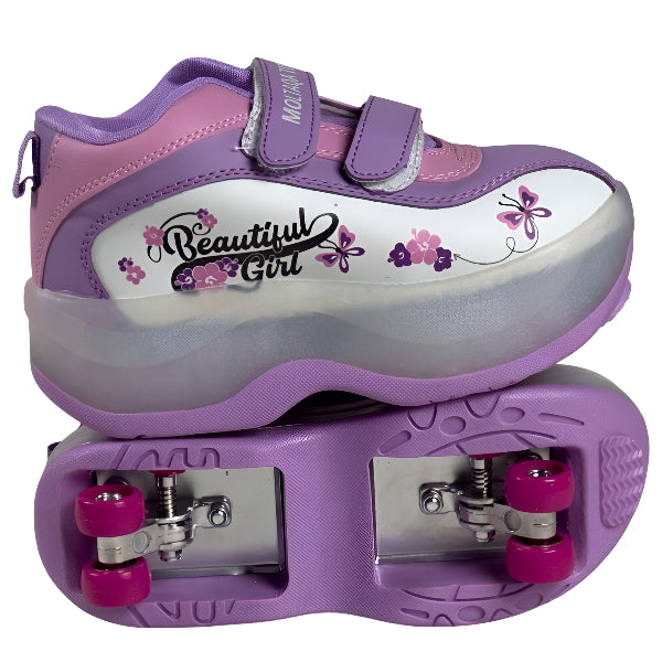 2-In-1 Light-Up Roller Skating Shoes – Pink (Size 32)