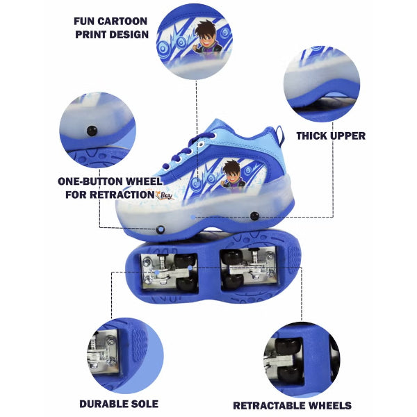 2-In-1 Light Up Skating Shoes With Double Wheels-36 Size -Blue alternate