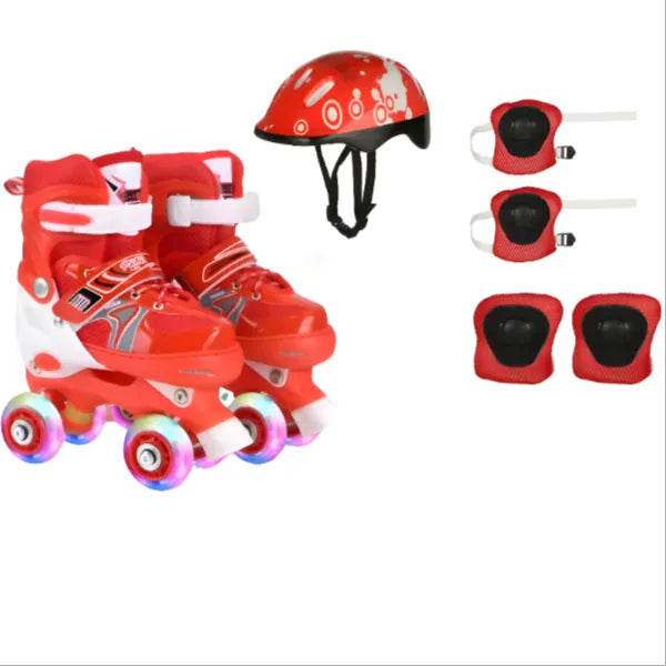 4-wheels Roller Skate Shoes With Helmet And Pad -light Up Wheel- Small Size