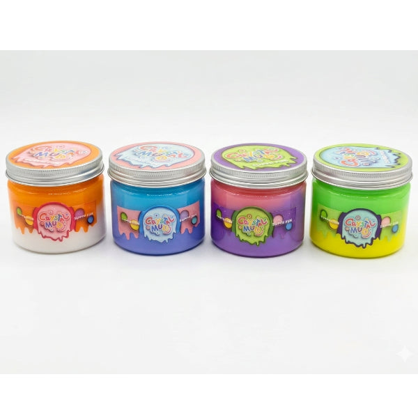 Crystal Mud Duo-Tone Slime Jar – Stretchy Clear Slime (1 Piece, Assorted Colors)