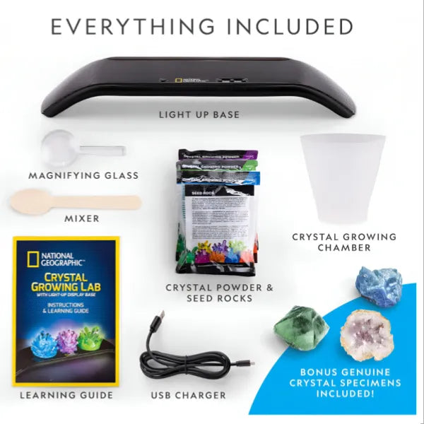 National Geographic Crystal Growing Lab Kit - 3 Vibrant Colored Crystals to Grow with Light-Up Display Stand-Science Toy alternate