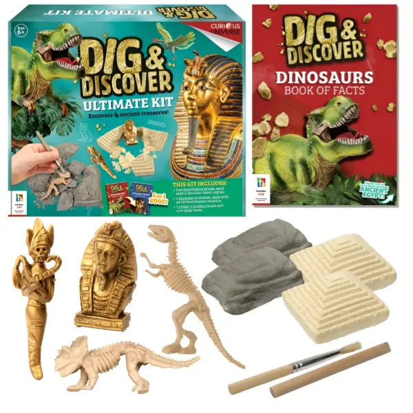 Hinkler Dig And Discover Ultimate Kit - DIY Science and Geology for Kids - Uncover Treasure and Fossils - Ancient History
