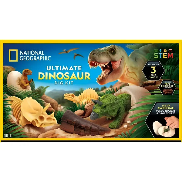 National Geographic مجموعة حفر الديناصورات المتكاملة – تعلّم العلوم والتكنولوجيا والهندسة والرياضيات للأطفال
