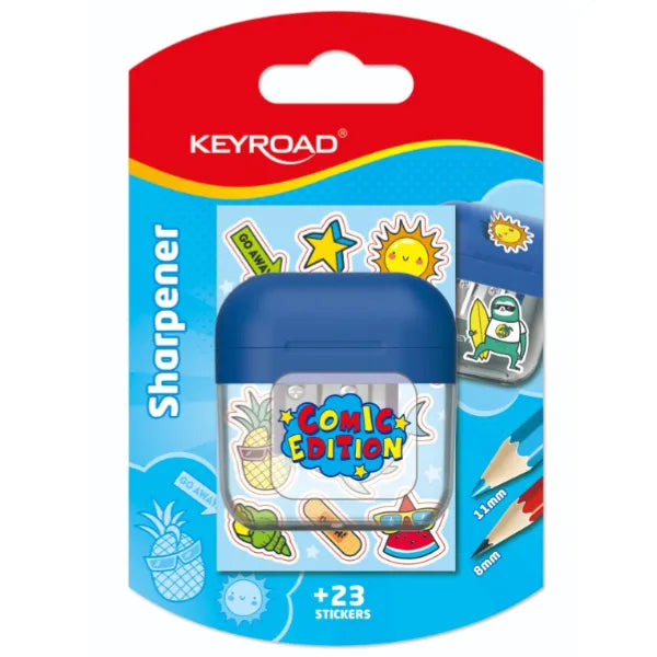 Keyroad 2 Holes Sharpener With Stickers-Blue (SNGS10)