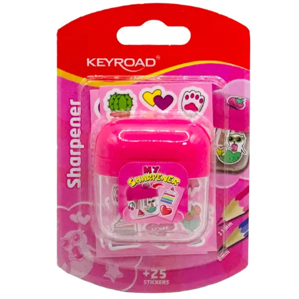 Keyroad 2 Holes Sharpener With Stickers-Pink (SNGS11)
