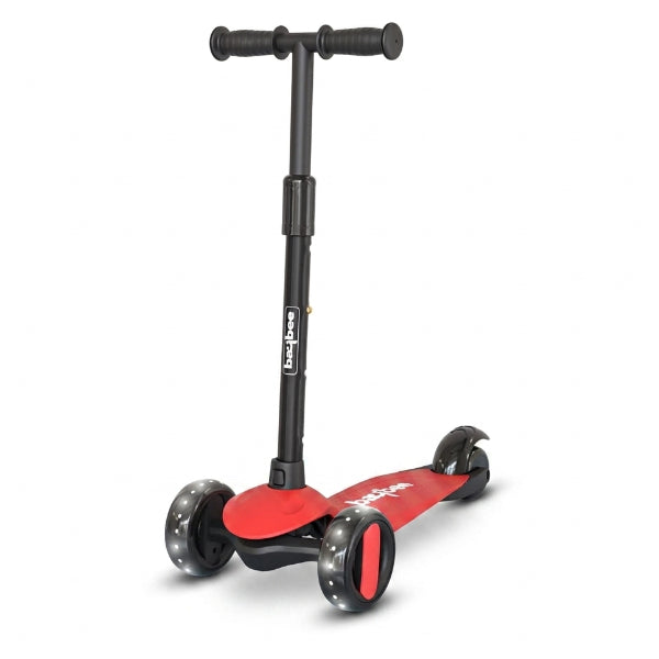 Baybee Alpha Kick Scooter For Kids – 3-Wheel Stable Scooter With Led Light Wheels, Adjustable Handlebar & Anti-Slip Deck – Safe & Durable Ride For Kids – Red