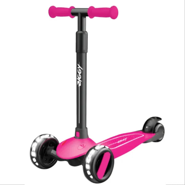 Ziggy 3 Wheel Tilt Scooter With Height Adjustable Handle -with Led Light - Pink