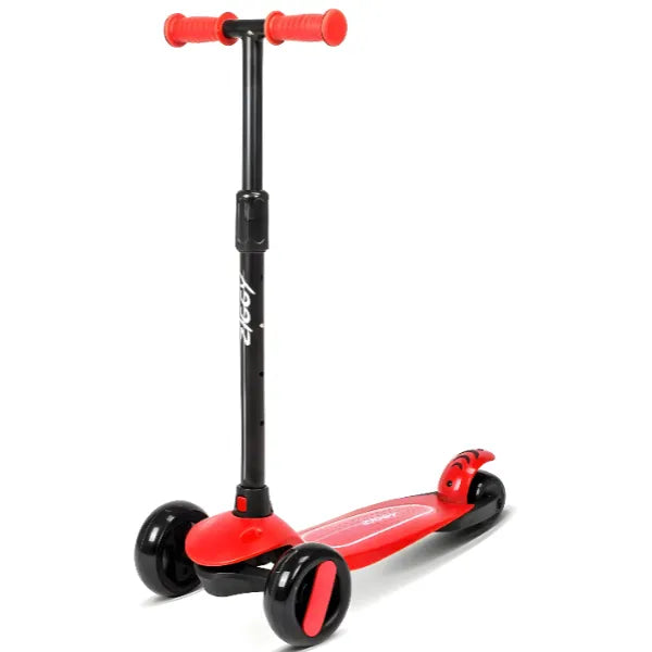 Ziggy 3 Wheel Tilt Scooter With Height Adjustable Handle -with Led Light - Red