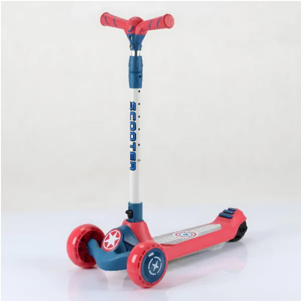 Star Design Foldable 3 Wheel Scooter  With Light & Music - RED