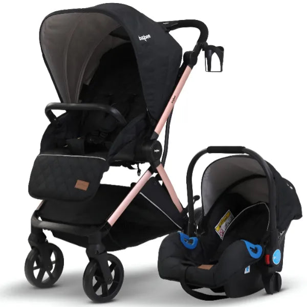 Baybee 3-in-1 Convertible Baby Pram Stroller with Car Seat Combo-Rose Gold