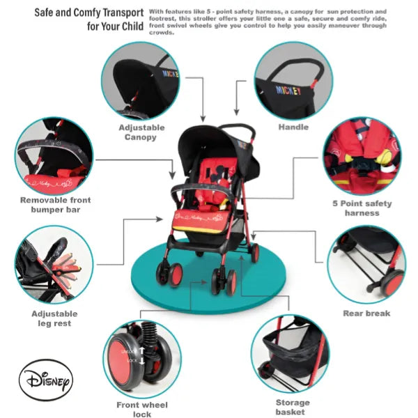 Disney Mickey Mouse Baby Lightweight Picnic Stroller Plus Storage Cabin alternate