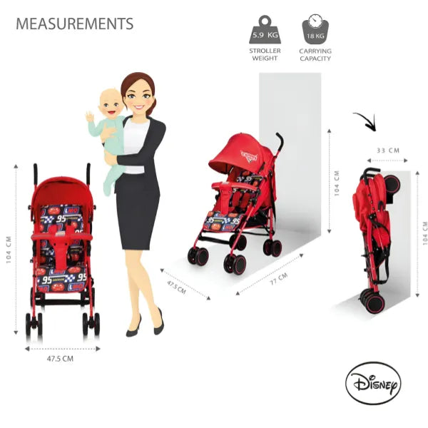 Disney - Cars Lightning McQueen Lightweight Adventure Stroller w/ Storage Cabin alternate