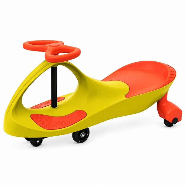 Kids Ride-On Swing Car with Butterfly Steering Wheel & LED Wheels