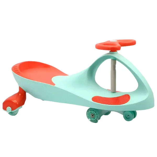 Butterfly Steering Wheel Swing Car With LED Wheels Ride On   -Cyan Blue Colour