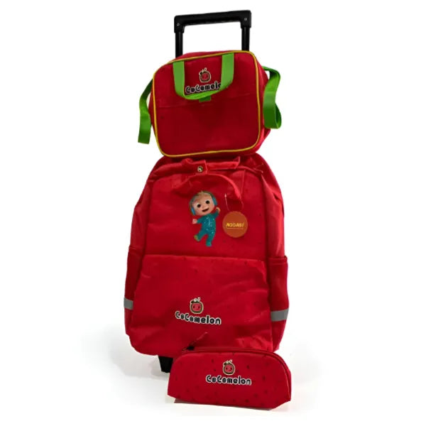 Cocomelon Themed Trolley Bag With Backpack - 3 Pieces Set