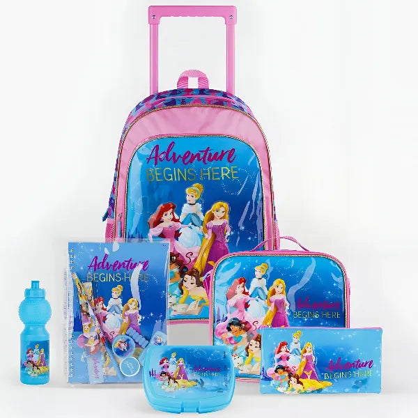 Disney Princess Adventure Begins Here 6in1 Trolley School Backpack Bag