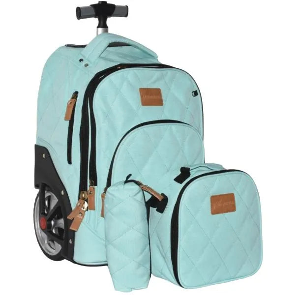 Jasminestar School Trolley Bag With Lunch Bag & Pencil Case-Mint Green
