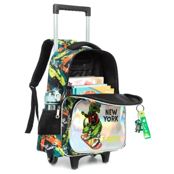 Dinosaur Theme School Trolley Bag With Back Pack 3 Pieces Set alternate