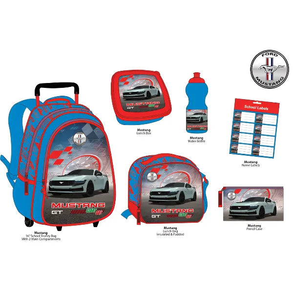 Ford Mustang 6-in-1 Trolley Backpack Set – 16 Inch