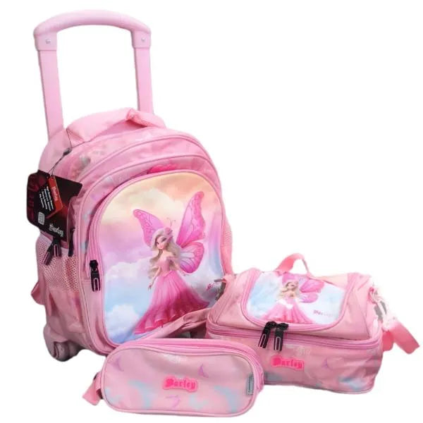 Barley Small Wheel School Trolley Bag With Lunch Bag & Pencil Case - Fairy Princess