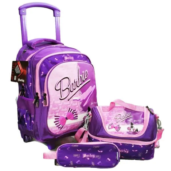 Barley Barbie Design  School Trolley Bag With Lunch Bag & Pencil Case