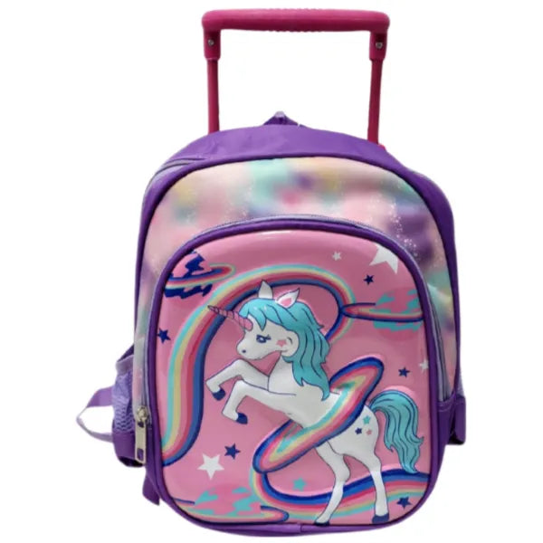 Unicorn Themed Small Wheel Trolley Backpack Bag For Girls-12 Inch