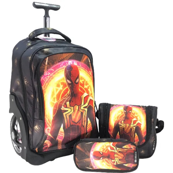 I-KOLA Spiderman Big Wheel Trolley School Bag With Lunch Bag And Pencil Case - 3 Pieces alternate