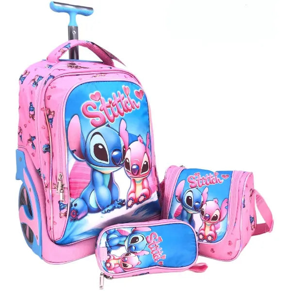 I Kola Stitch Character School Trolley Bag With Lunch Bag And Pencil Case -18 Inch