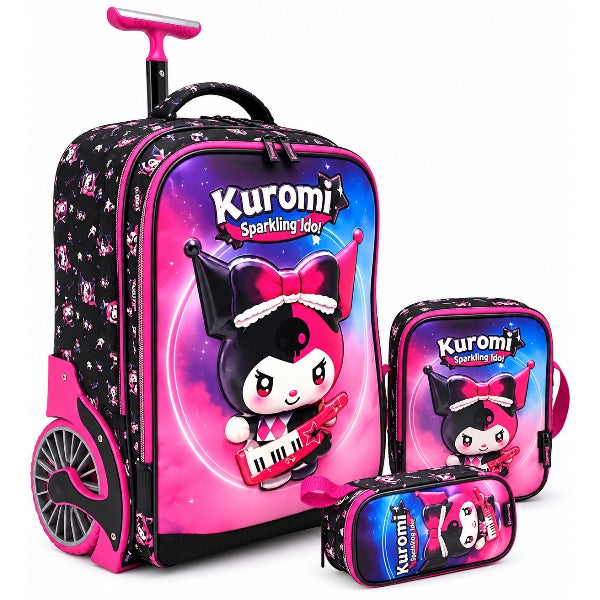 Kuromi Design 18 Inch Trolley School Bag Set