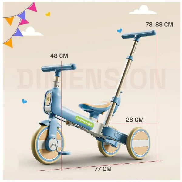 BAYBEE Novak 4-in-1 Convertible Baby Tricycle-Blue alternate