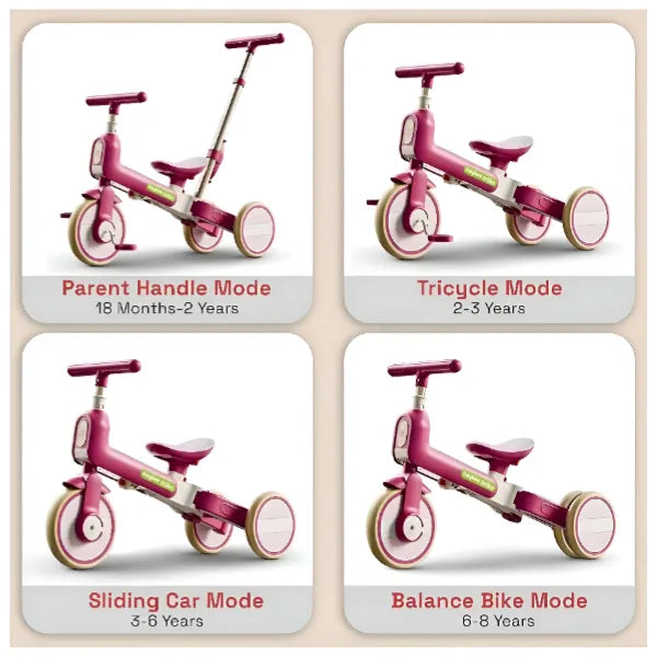 BAYBEE Novak 4-in-1 Convertible Baby Tricycle- Pink alternate