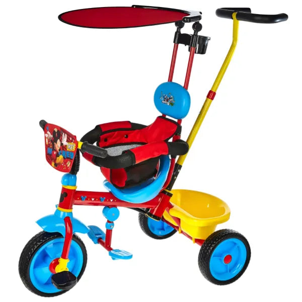 Disney Mickey 3 In 1 Stroll N' Trike Ride-On Tricycle For Kids- With Push Handle And Multi Storage Tray