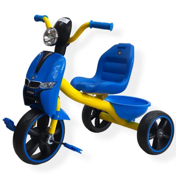 Super Rider Kids Tricycle With Light And Music- Blue & Yellow