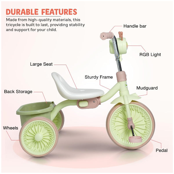 Triky Foldable Tricycle For Kids-Green alternate