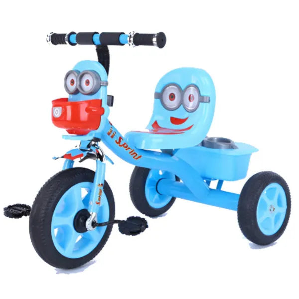 Minions Design Kids Ride-on Tricycle for Kids With Light and Music And  Storage Tray-Blue
