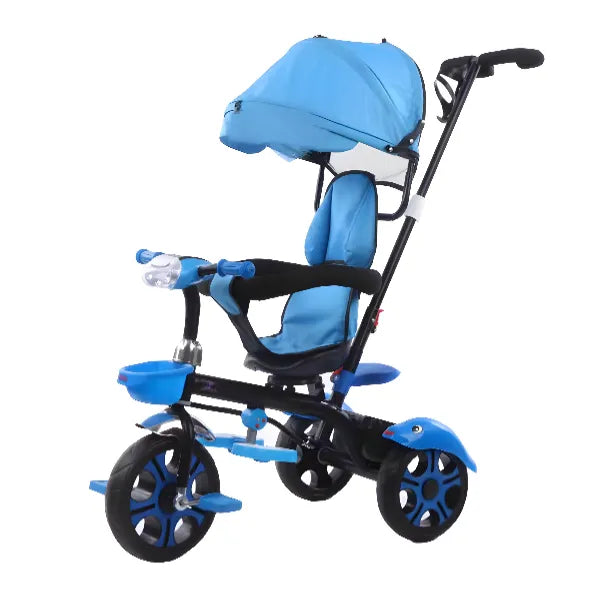 5 In 1 Children Tricycle Stroller With Umbrella Push Ride On - BLUE