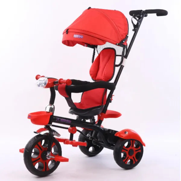 4 In 1 Children Tricycle Stroller With Umbrella Push Ride On - RED