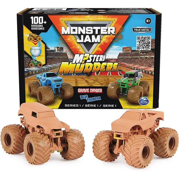 Monster Jam Mystery Mudders – 1:64 2-Pack Trucks with Surprises (VLLT33)