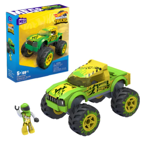 مجموعة ألعاب سيارة شاحنة مونستر جنكستر ميجا هوت ويلز مع سائق مجسم صغير
