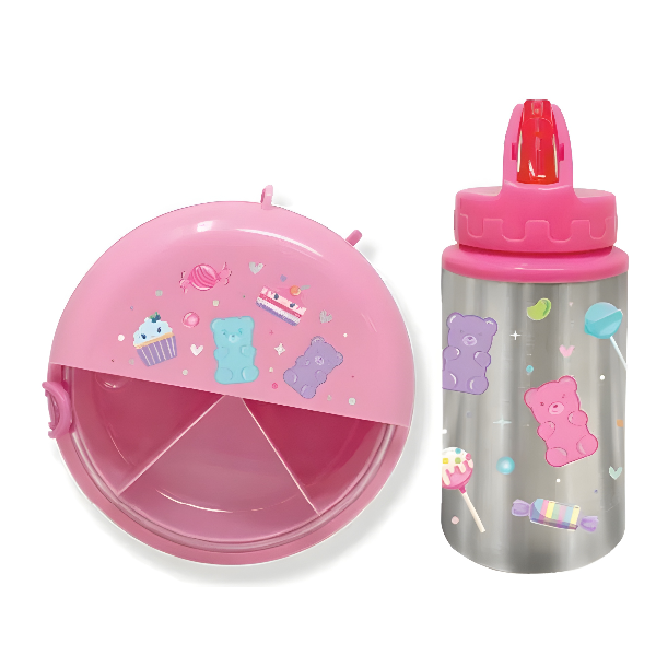 Hot Focus Snack On The Go Water Bottle & Snack Container Set, 450Ml, Age 5+