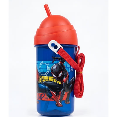 Spider-Man Pop Up Canteen Water Bottle for Kids with Straw and Strap