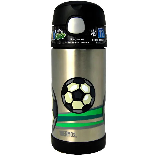 Thermos FUNtainer Stainless Steel Bottle – Football Design, 355ml