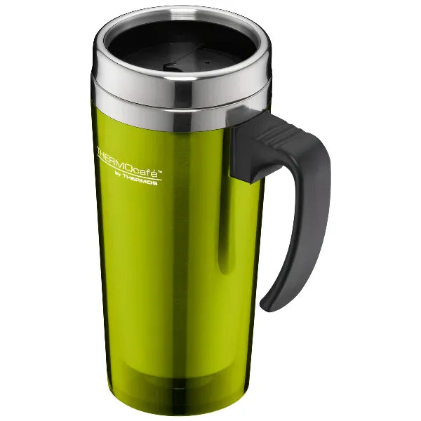 Thermos Stainless Steel Drinking Mug with Plastic Cover – Lime Green, 400 ml