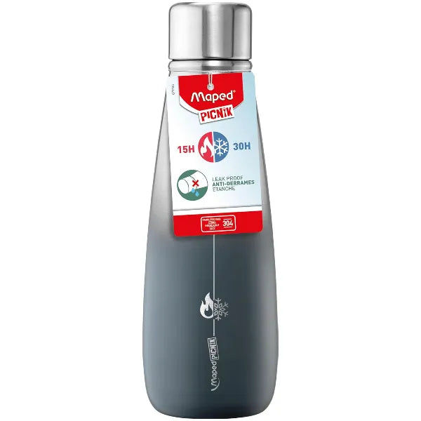 Maped - Picnik Stainless Steel Water Bottle - Grey - 500ml
