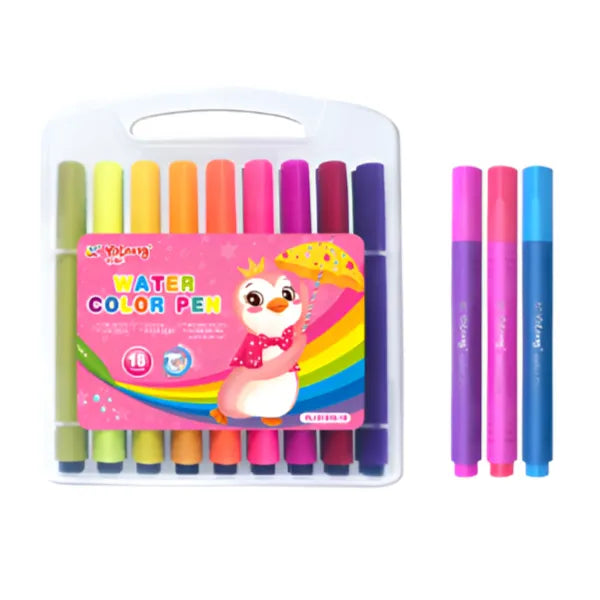 Yalong Classic Triangular Holder Multi Color Children’S Watercolor Pen Set -18 Colours