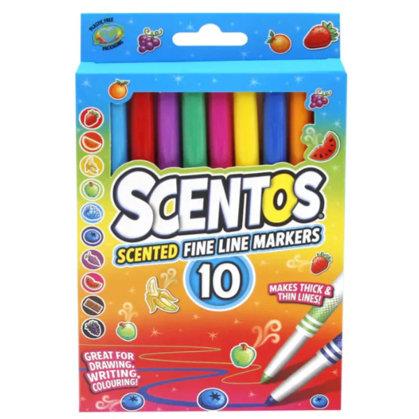 Scentos Scented Fine Line Markers - Pack Of 10 (WMFS22)