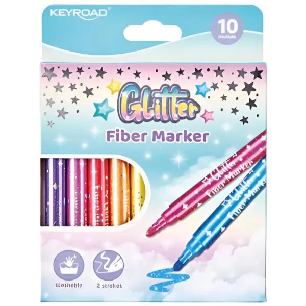 Keyroad Glitter Fiber Marker-Pack Of 10 Colors alternate