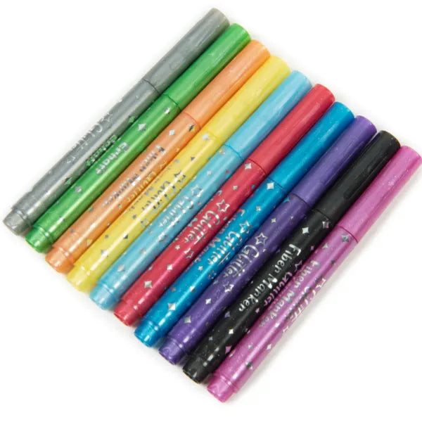 Keyroad Glitter Fiber Marker-Pack Of 10 Colors