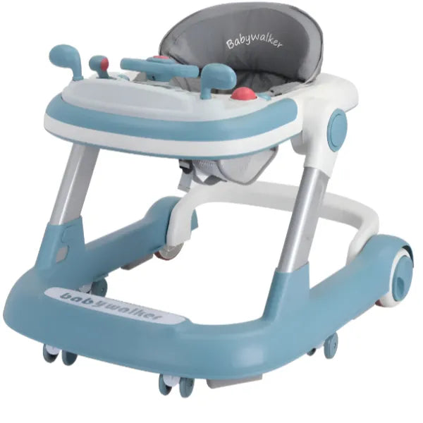 4 In 1 Adjustable Baby Walker With Music- Sky Blue