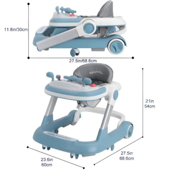 4 In 1 Adjustable Baby Walker With Music- Sky Blue alternate